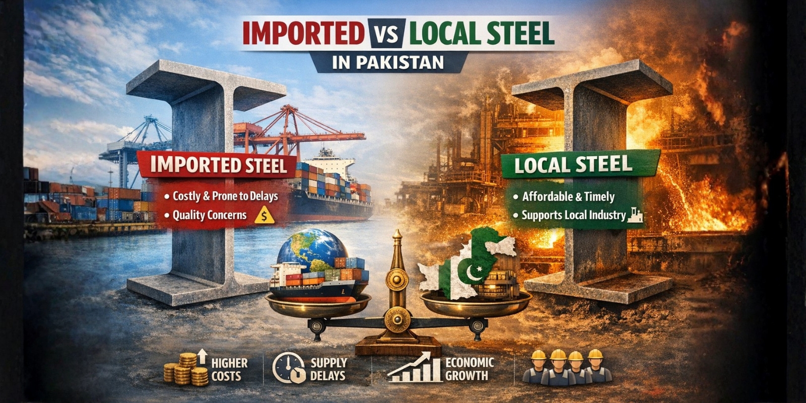 Read more about the article Comparison: Imported vs Local Steel in Pakistan