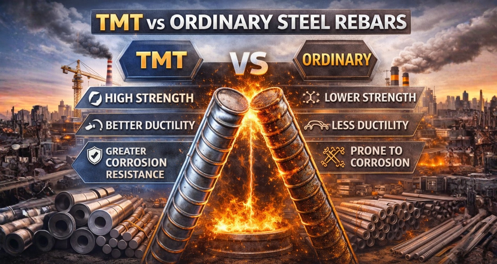 Read more about the article TMT Steel Bars: What Makes Them Different from Ordinary Rebar?
