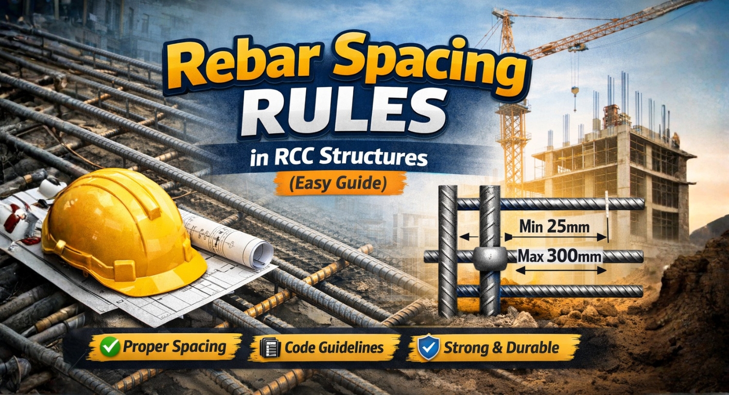 Read more about the article Rebar Spacing Rules in RCC Structures (Easy Guide)